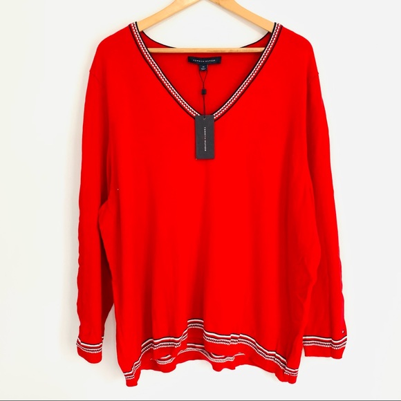 Tommy Hilfiger Red Cotton Light Weight Sweater - Picture 3 of 7